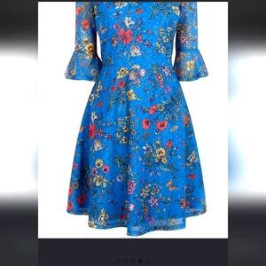 Floral Blue Long Sleeve Dress